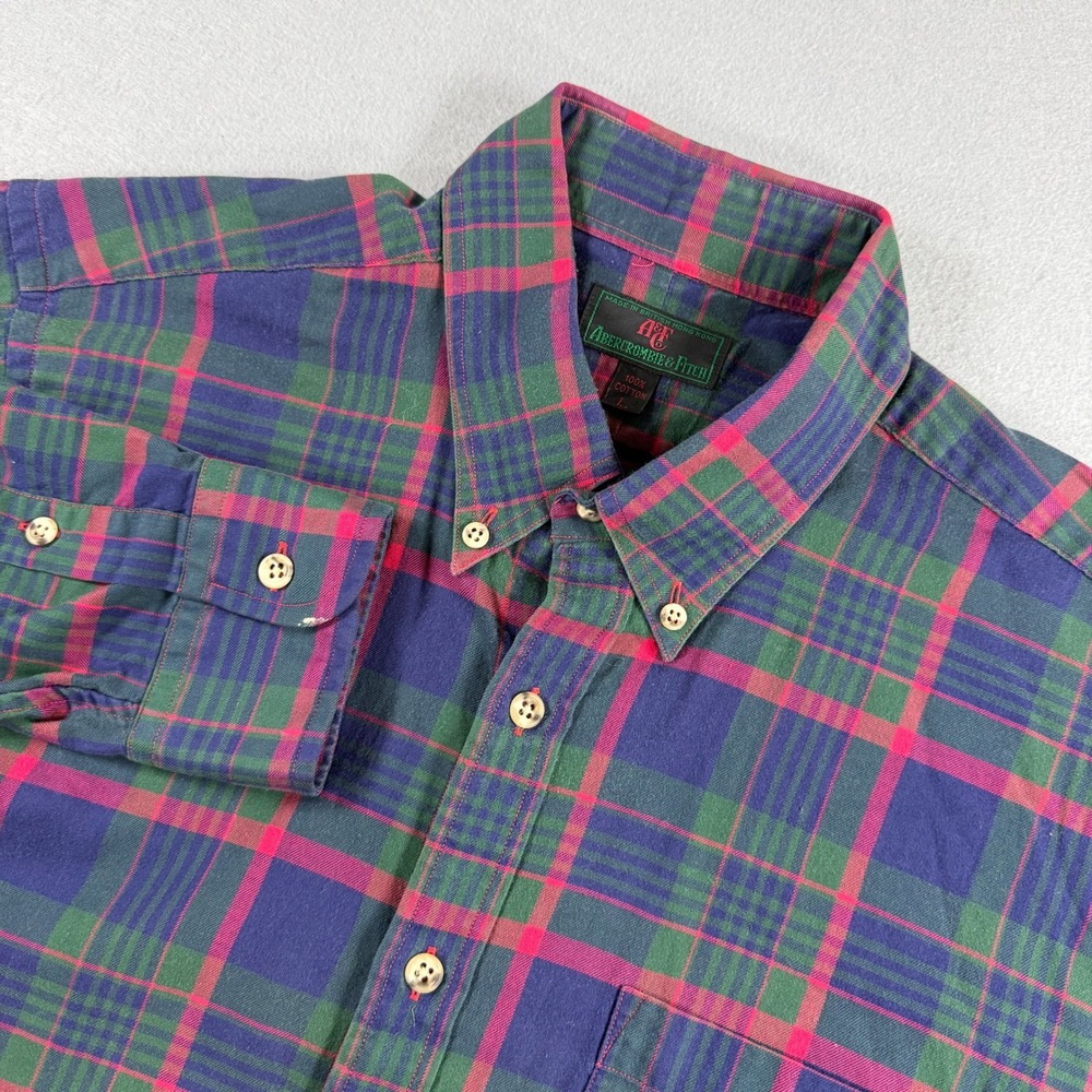 Vintage‎ 1980s Abercrombie & Fitch Shirt Mens Large Button Down Multicolor Plaid